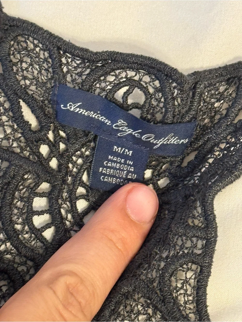 American Eagle Navy Lace Ruffle Babydoll Tank M